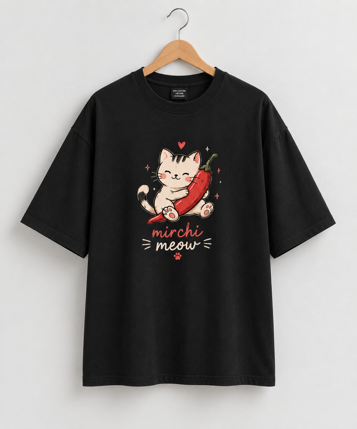 Wildverse | Mirchi Meow  Oversized T-Shirt