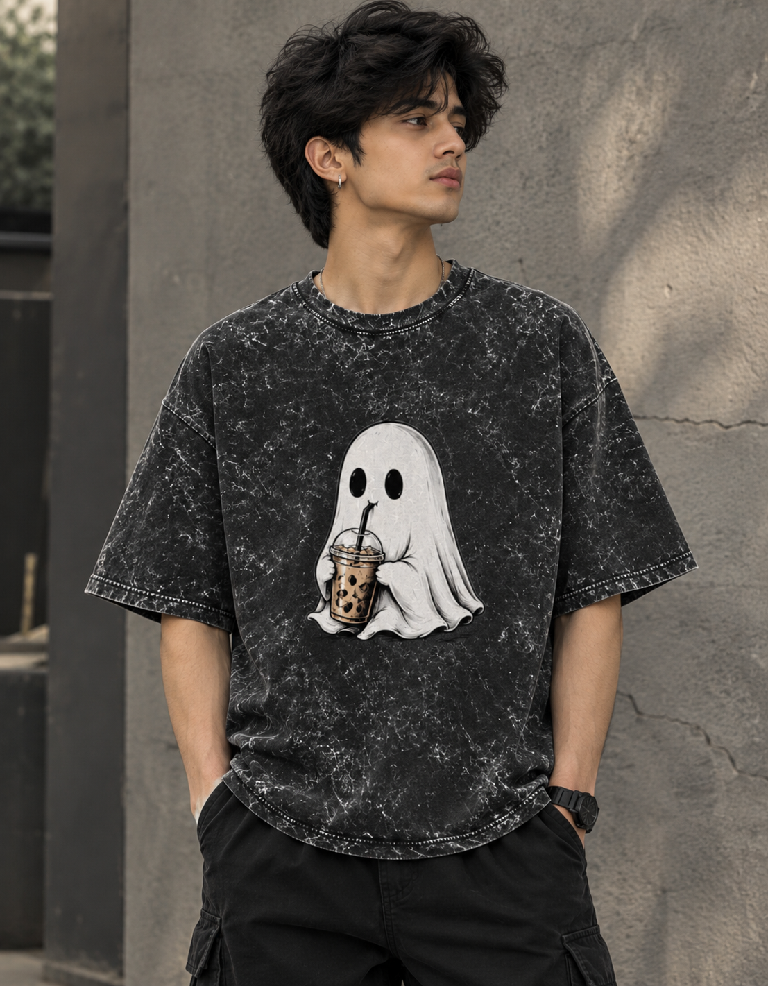 Wildverse | Ghost Acid Wash Oversized T-Shirt.