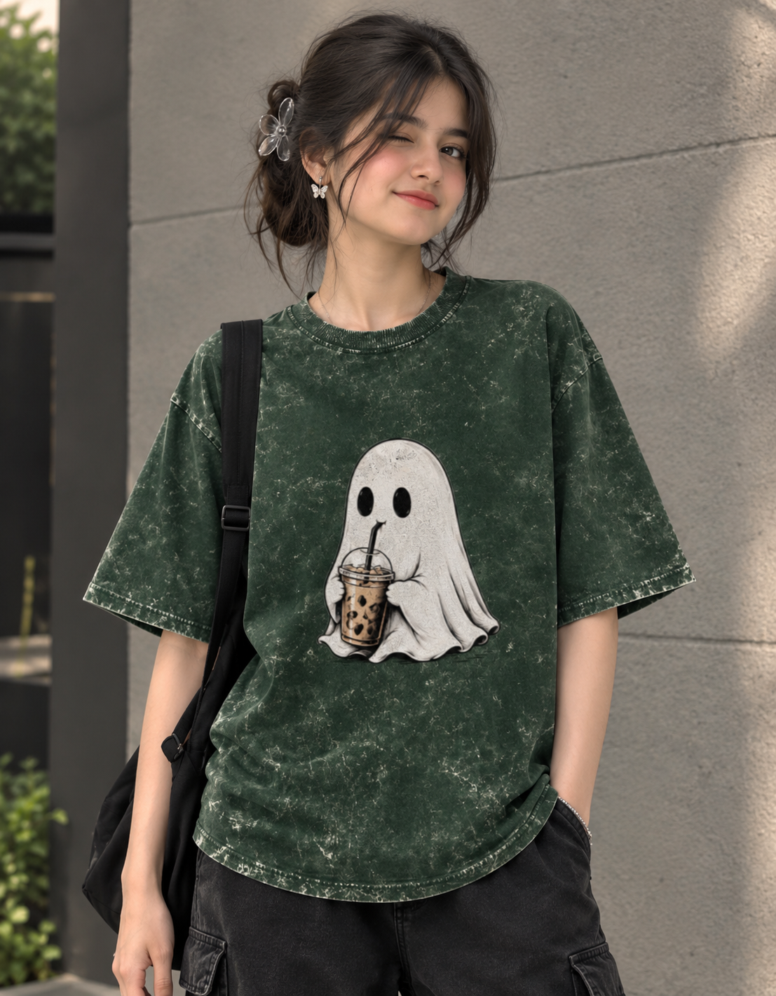 Wildverse | Ghost Acid Wash Oversized T-Shirt.